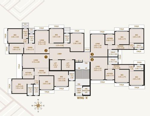  borivali-padam-chsl Wing A Cluster Plan from 8th to 15th Floor
