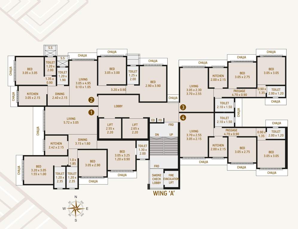  borivali padam chsl Wing A Cluster Plan from 8th to 15th Floor