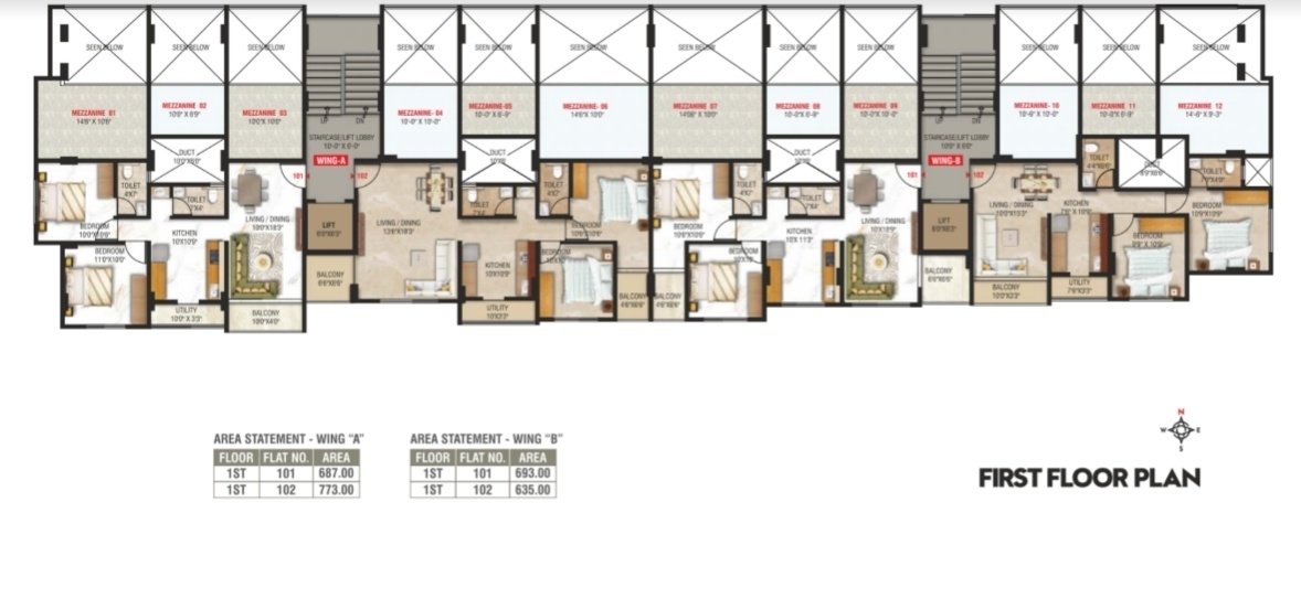  sai krupa residency Wing A Cluster Plan