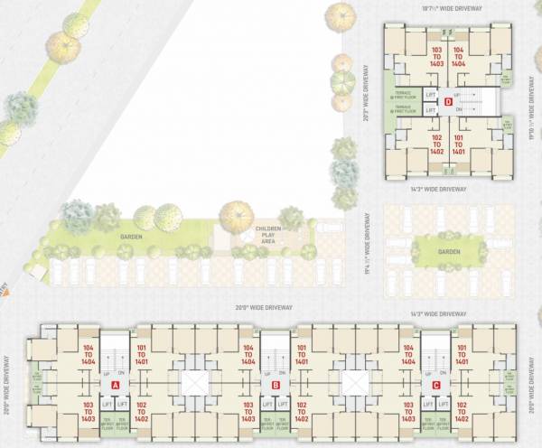  sahjanand-swarg Tower A,B,C,D Cluster Plan For Typical Floor Plan