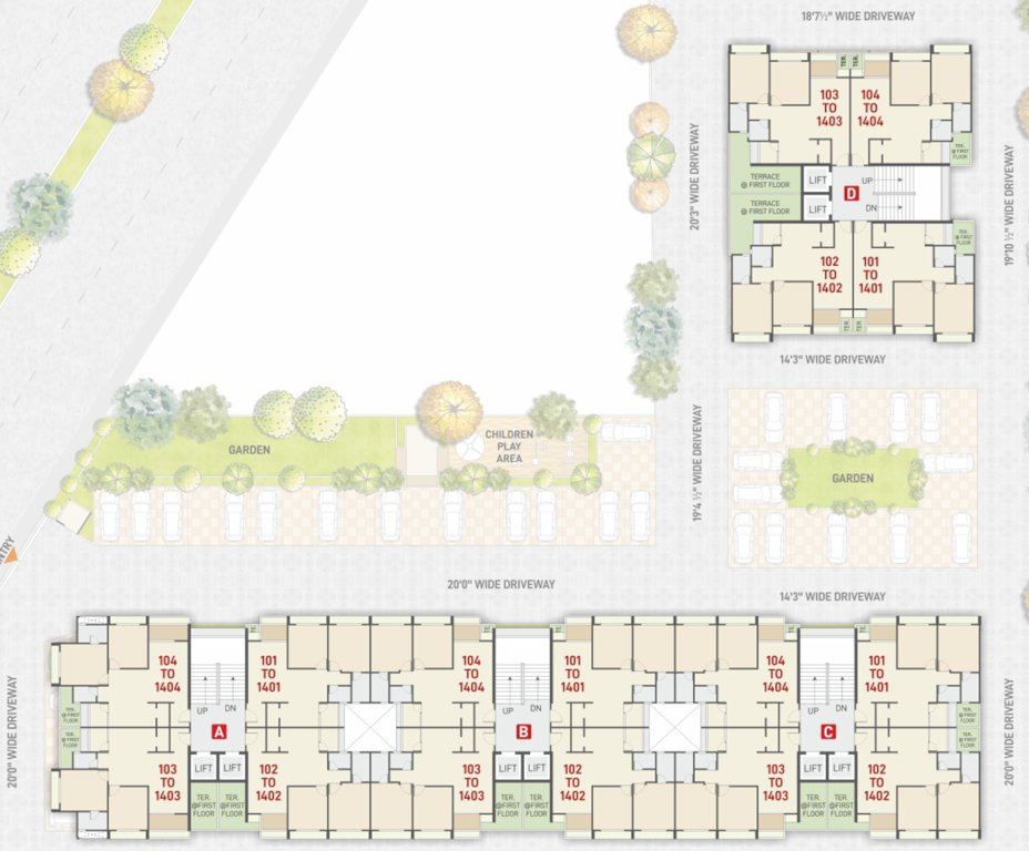  sahjanand swarg Tower A,B,C,D Cluster Plan For Typical Floor Plan