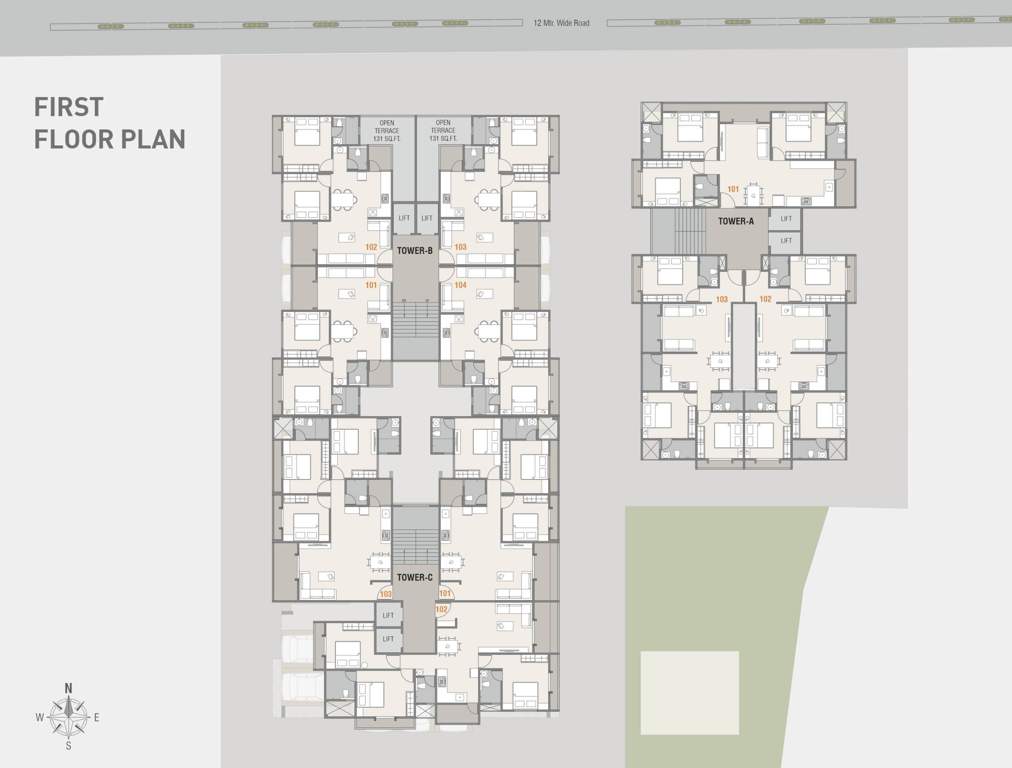  aarna sky Building A, B And C Cluster Plan for 1st Floor