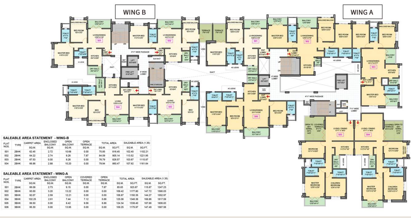  ishanand Ishanand Building Wing A  And Wing B Cluster Plan for 5th Floor