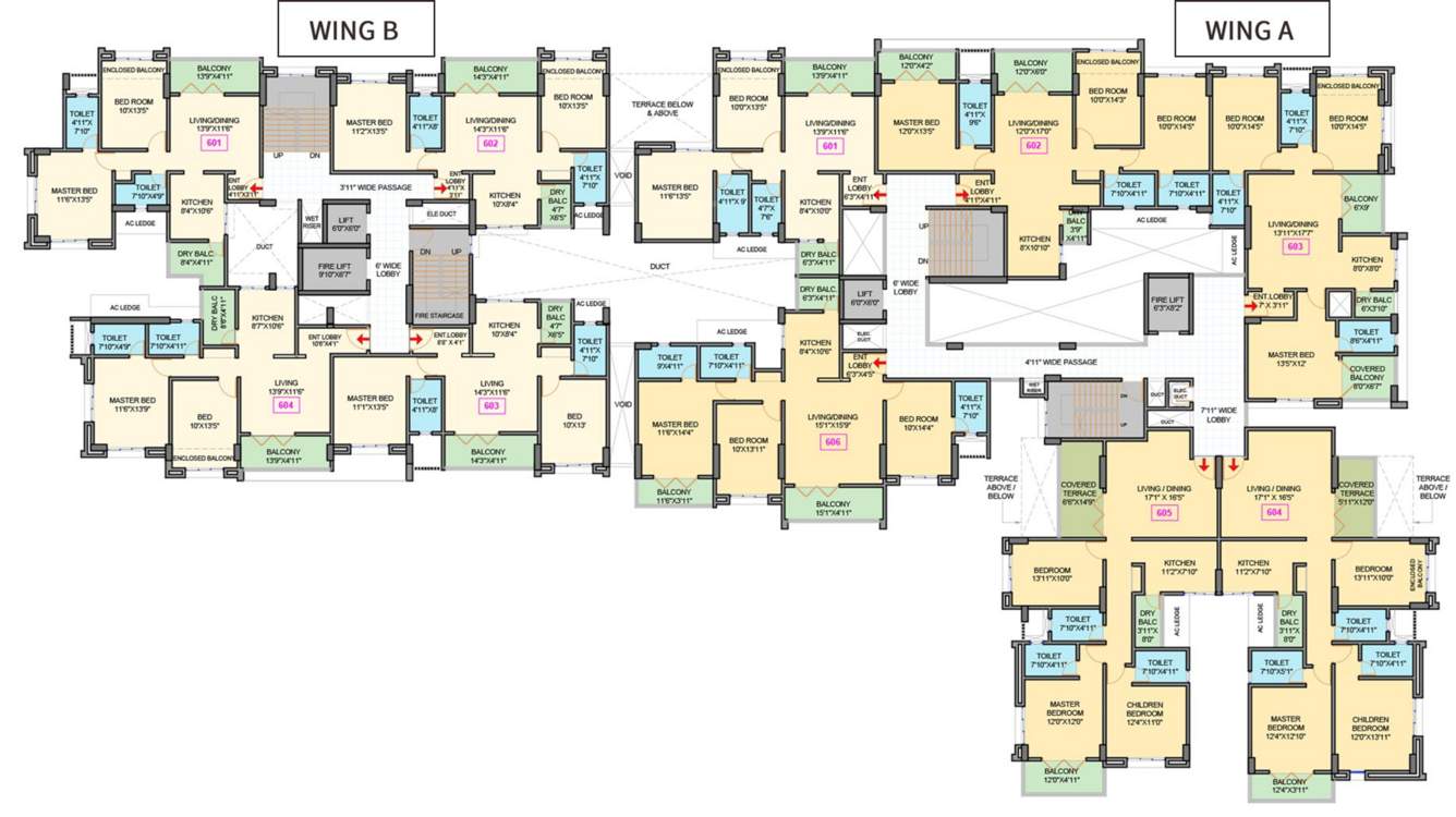  ishanand Ishanand Building Wing A  And Wing B Cluster Plan for 6th Floor