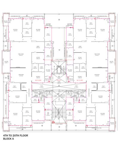  the-kimana-towers Block A Cluster Plan from 4th to 20th Floor