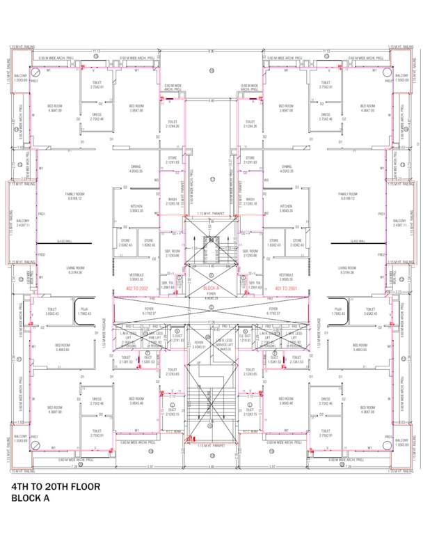  the kimana towers Block A Cluster Plan from 4th to 20th Floor