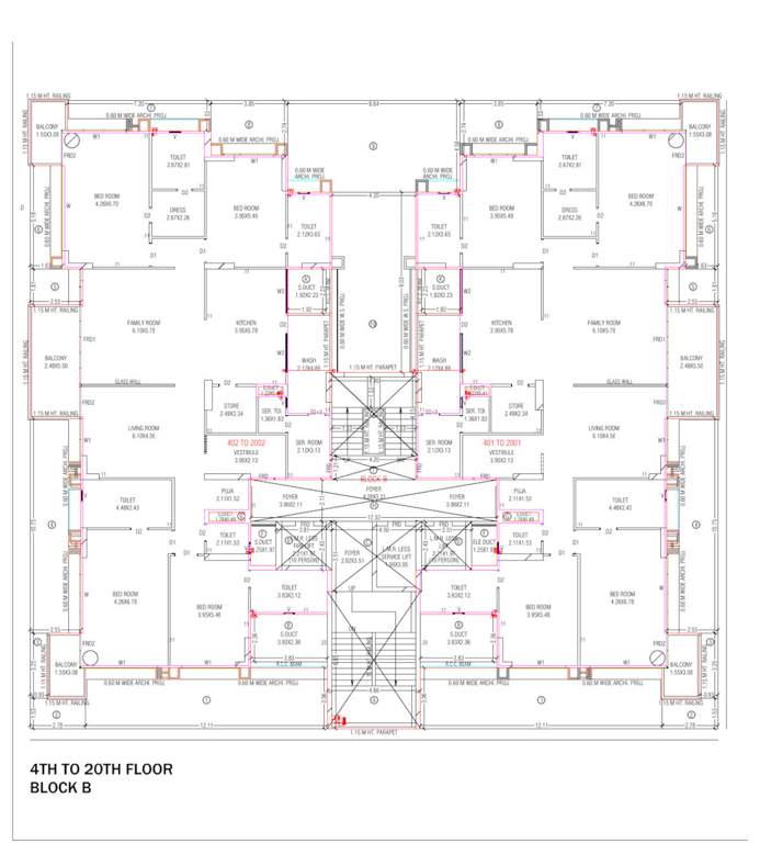  the kimana towers Block B Cluster Plan from 4th to 20th Floor