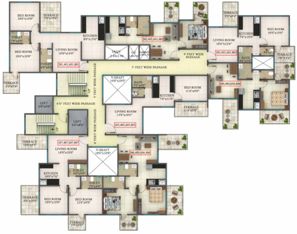 muktai aangan phase ix A And B Cluster Plan for 9th Floor