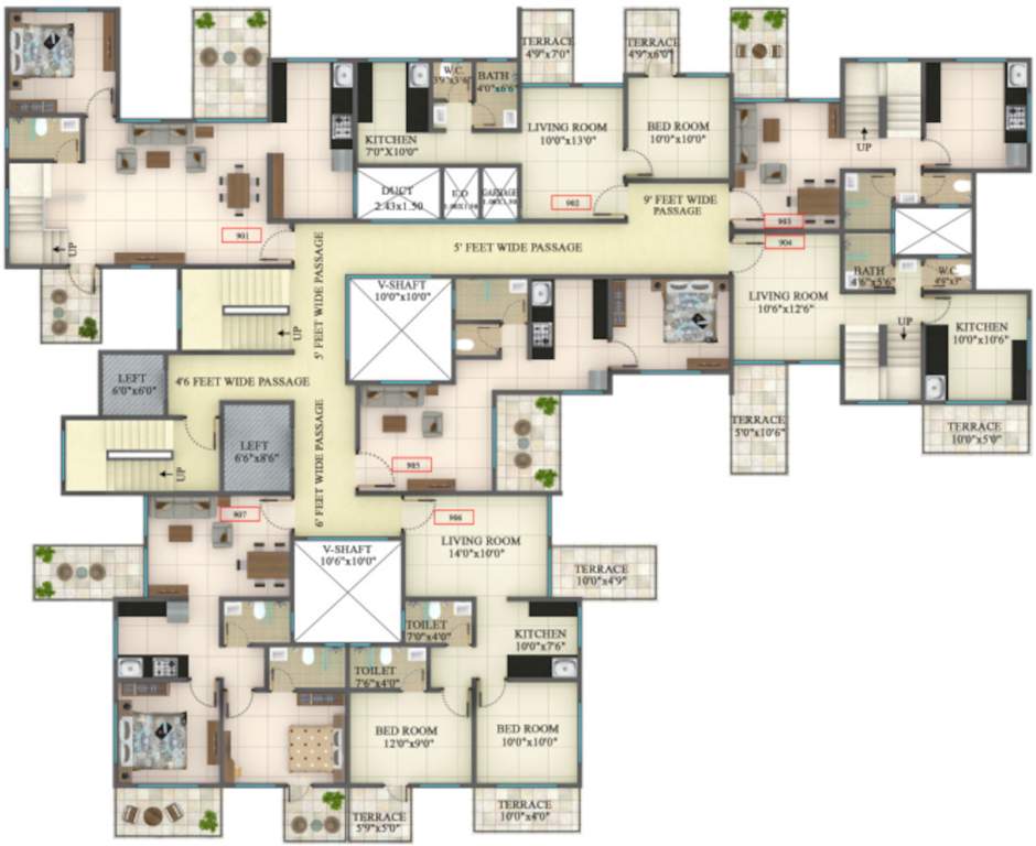  muktai aangan phase ix A And B Cluster Plan from 2nd, 4rth, 6th And  8th Floor