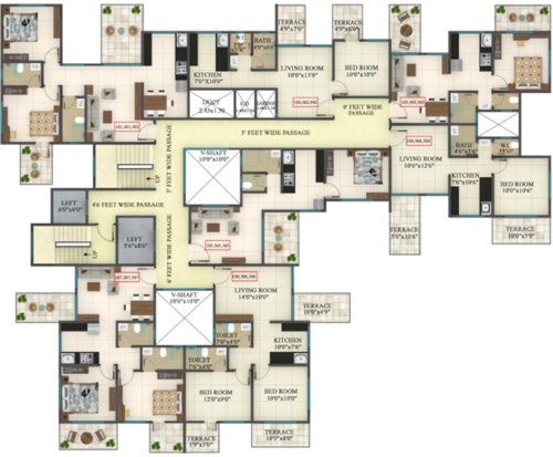  muktai-aangan-phase-ix A Cluster Plan from 1st, 3rd And 5th Floor