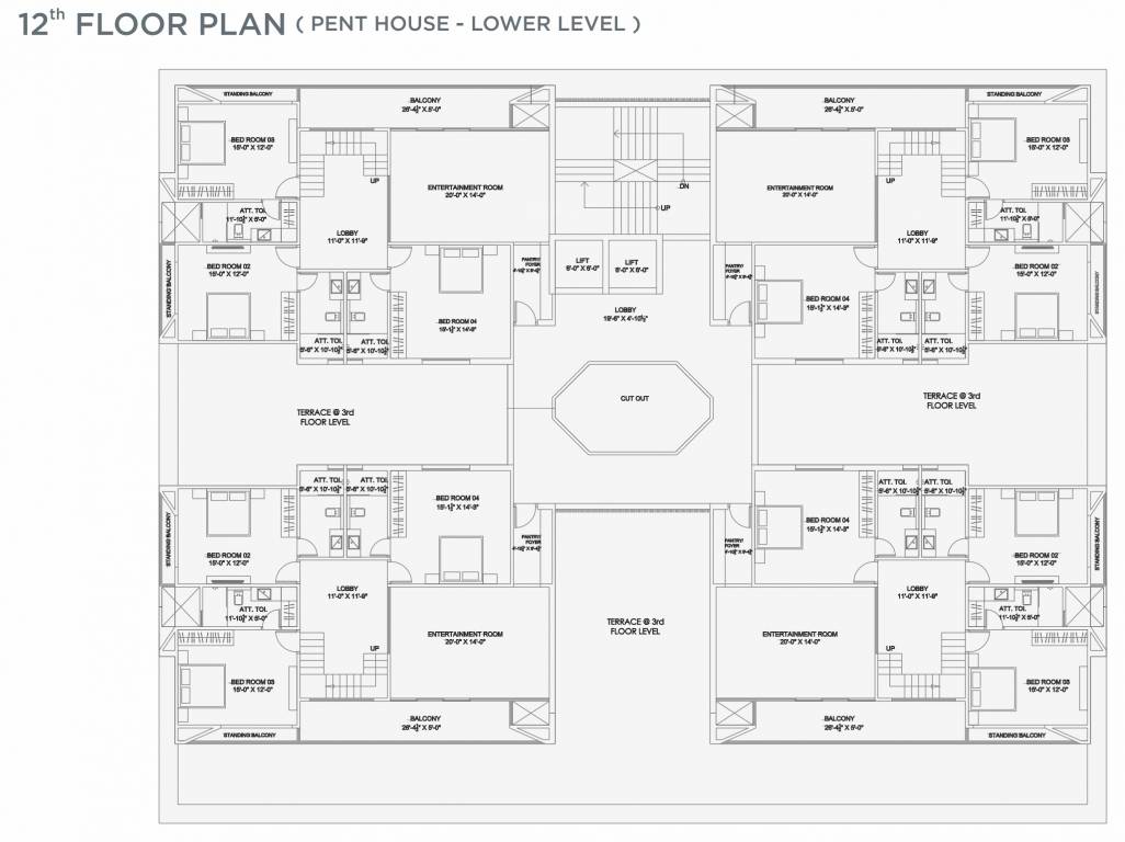  401 aarna 401 Aarna Cluster Plan for 12th Floor