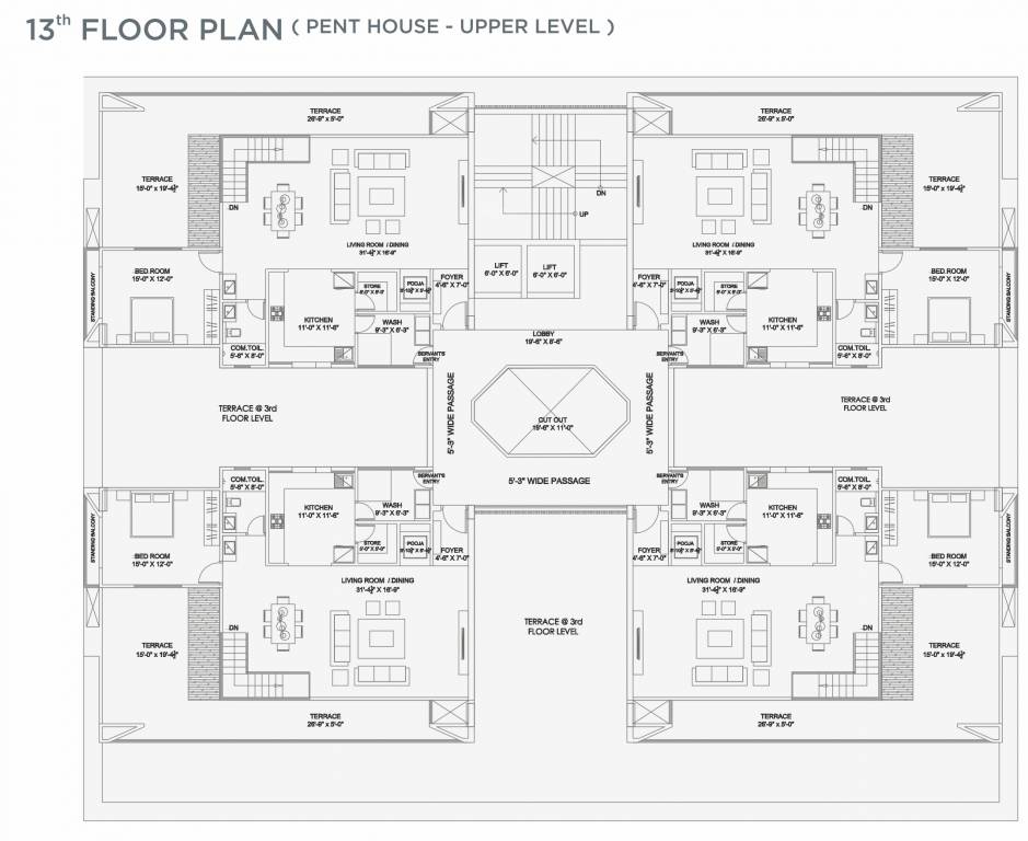  401 aarna 401 Aarna Cluster Plan for 13th Floor