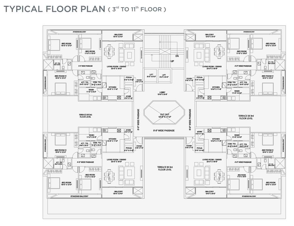  401 aarna 401 Aarna Cluster Plan from 3rd to 11th Floor