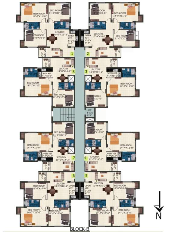  sun shine green city Block B Cluster Plan from 1st to 4th Floor