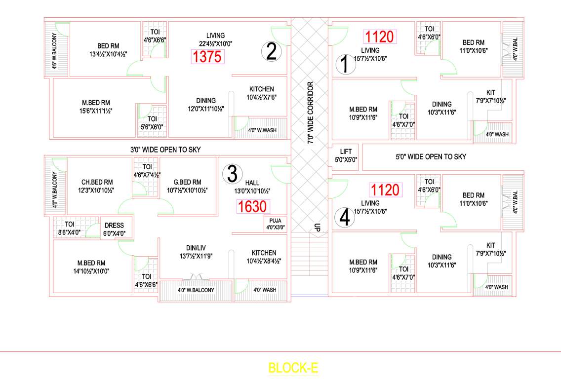  seven hills Block E Cluster Plan from 1st to 5th Floor