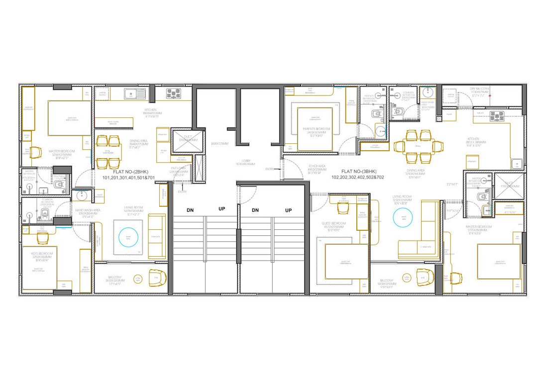  girnar Wing A Cluster Plan from 1st to 7th Floor