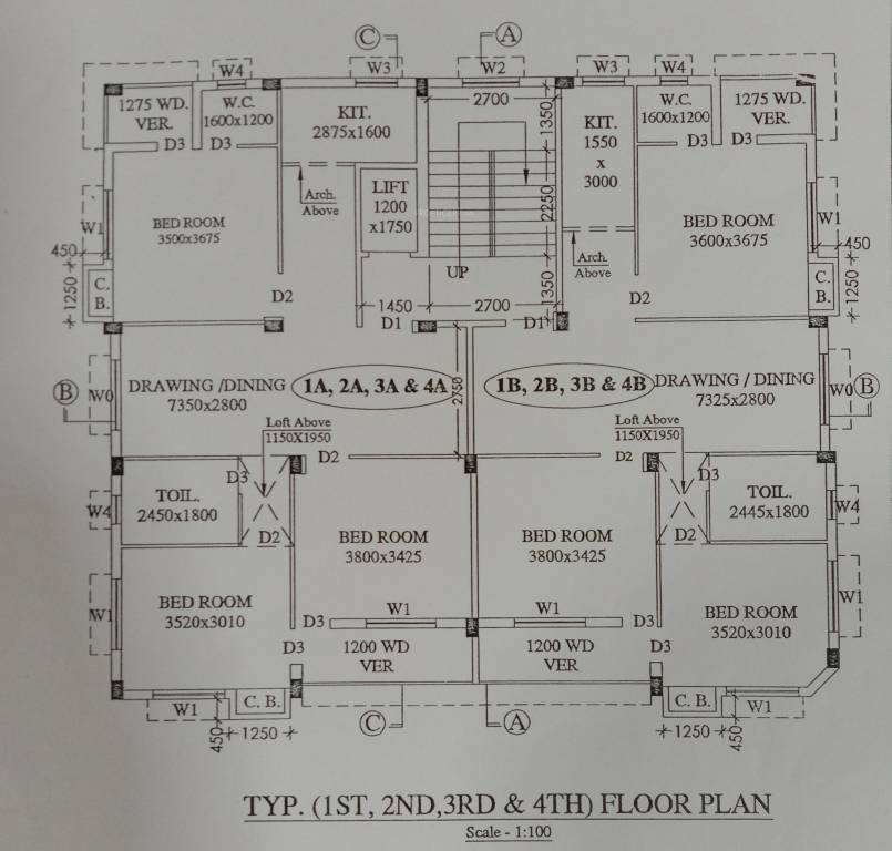  lake view 5 Cluster Plan from 1st to 4th Floor