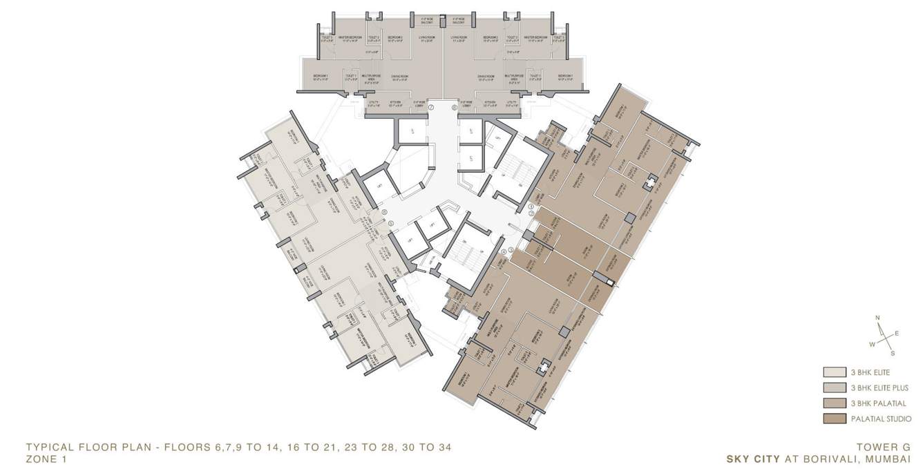  sky city tower g Tower G Cluster Plan For 6th, 7th, 9th To 14th, 16th To 21st, 23rd To 28th, 30th To 34th Floor 