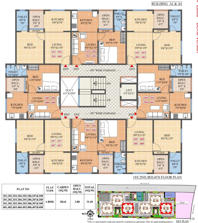  akshar A1 And A4 Cluster Plan from 1st to 4th Floor