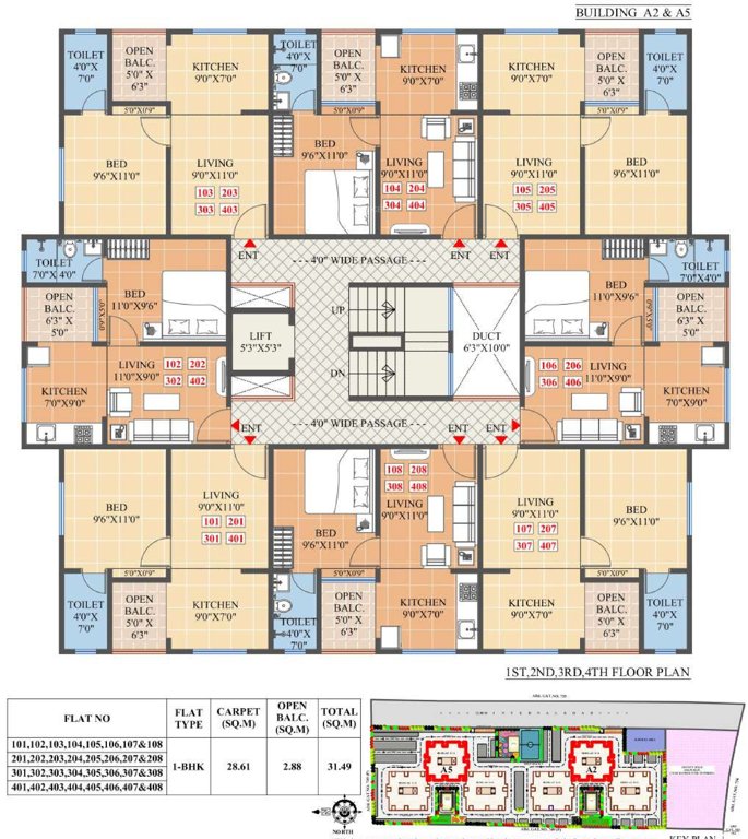  akshar A2 And A5 Cluster Plan from 1st to 4th Floor