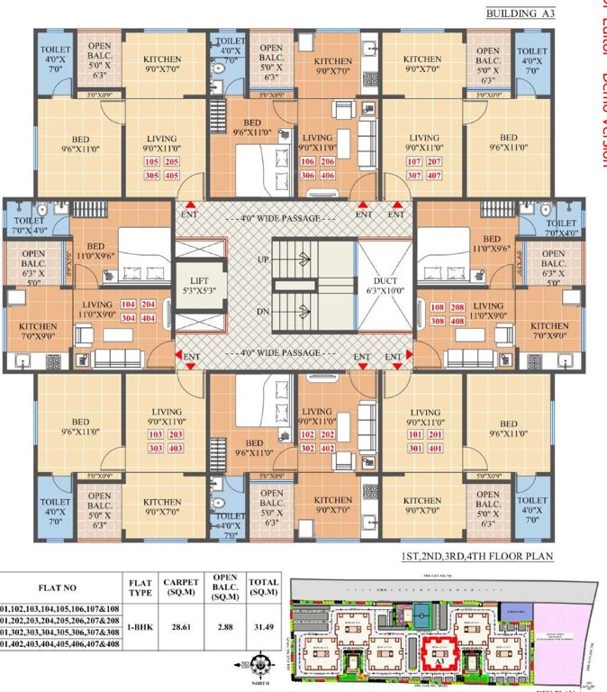  akshar A3 Cluster Plan from 1st to 4th Floor