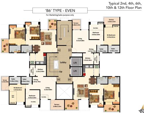  elan-central-i B6 Cluster Plan from 2nd, 4rth, 6th, 10th And  12th  Floor