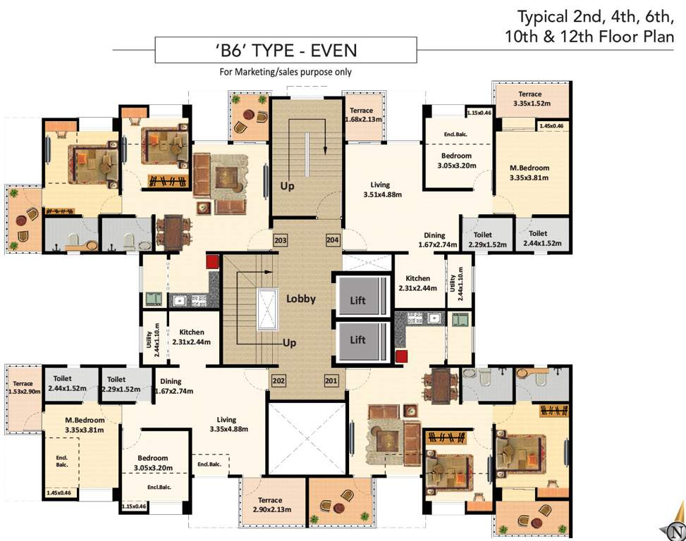  elan central i B6 Cluster Plan from 2nd, 4rth, 6th, 10th And  12th  Floor