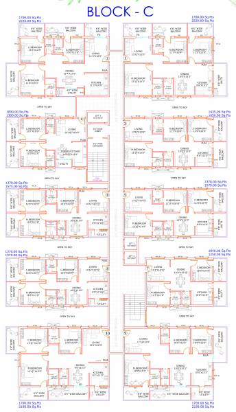  builder Block C Cluster Plan For Typical Floor