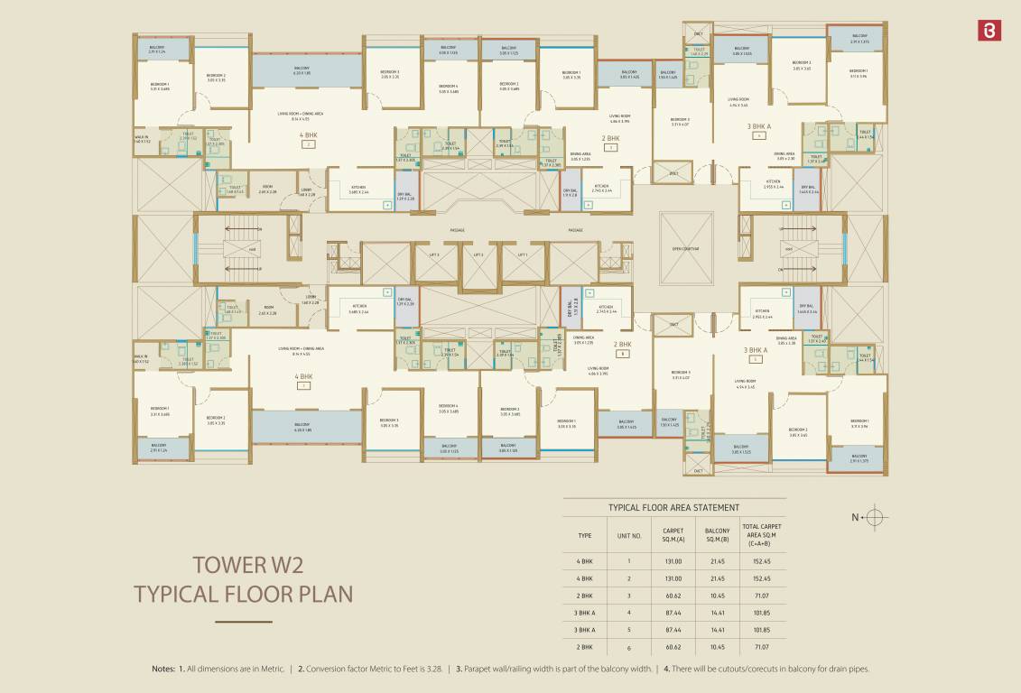  bramha the collection Cluster Plan for Typical Floor Tower 2