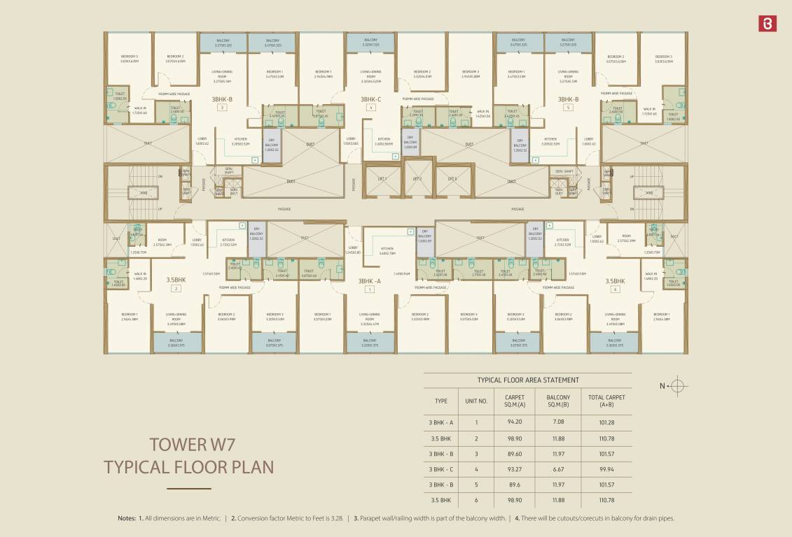  bramha the collection Cluster Plan for Typical Floor Tower 7