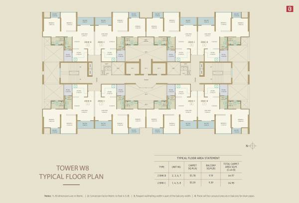  bramha-the-collection Cluster Plan for Typical Floor Tower 8