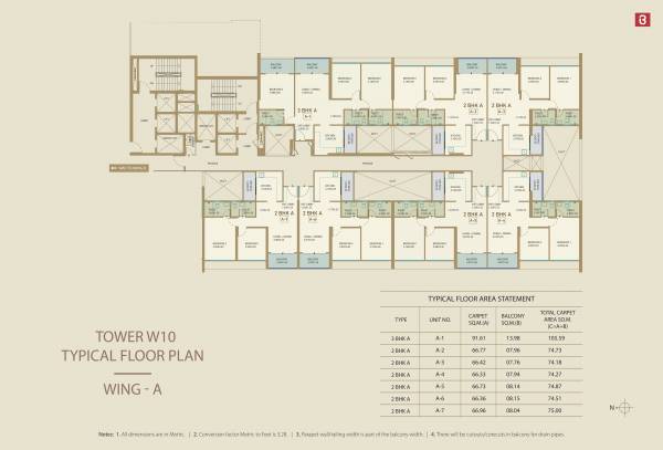  bramha-the-collection Cluster Plan for Typical  Floor Wing A Tower 10