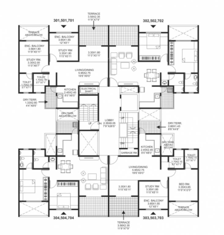  sai pearl phase 4 Wing H Cluster Plan For 3rd, 5Th & 7Th Floor