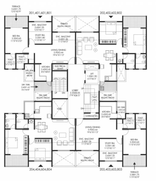  sai-pearl-phase-4 Wing J Cluster Plan For 2nd, 4Th, 6Th & 8Th Floor
