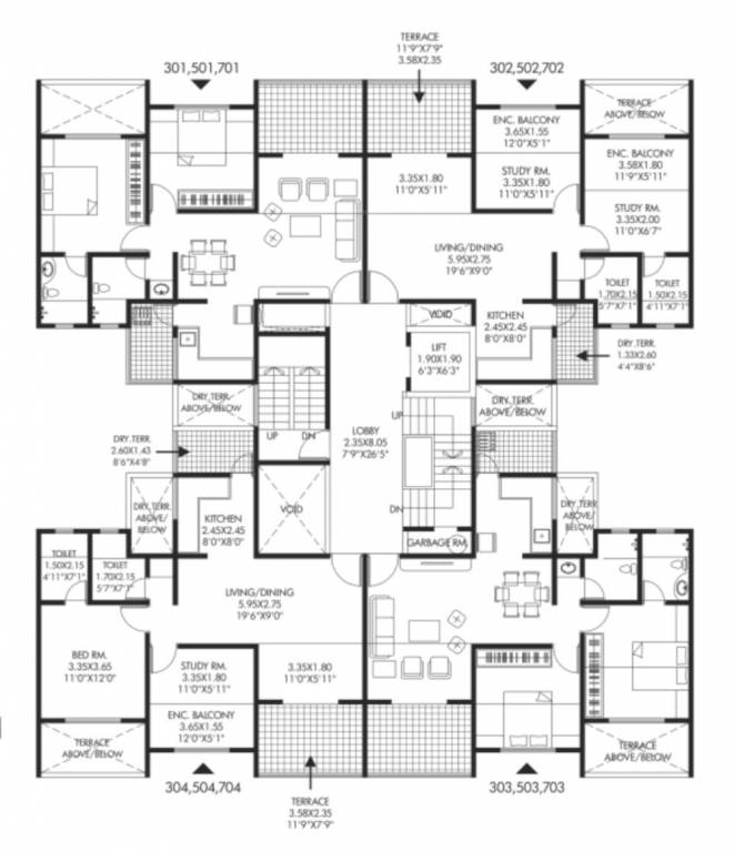  sai pearl phase 4 Wing J Cluster Plan For 3rd, 5Th & 7Th Floor