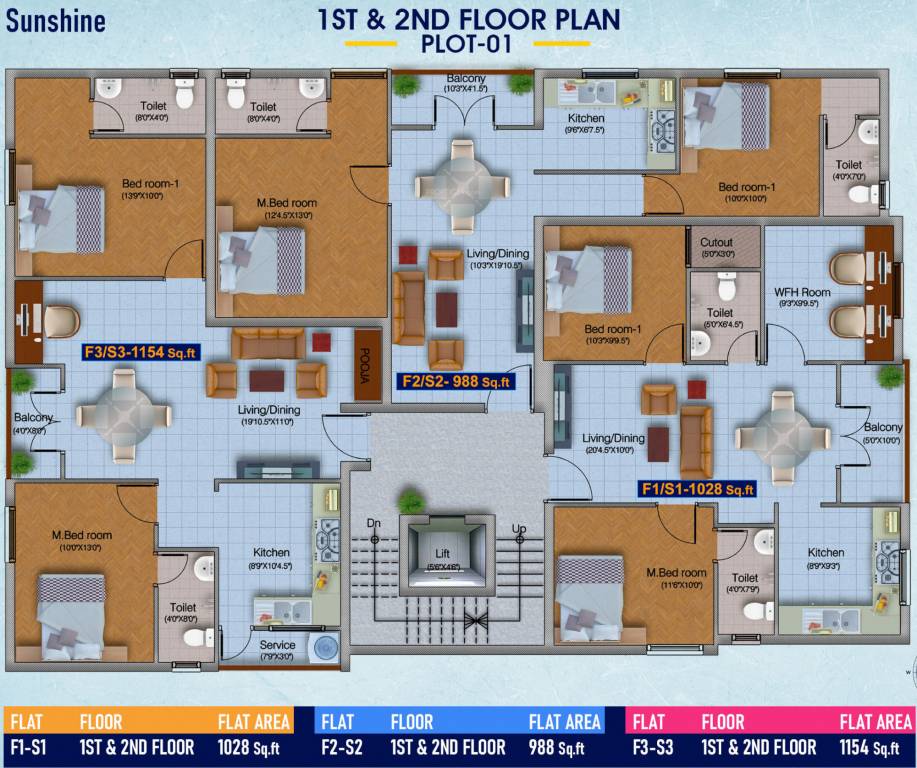  sunshine Block 1 Cluster Plan from 1st to 2nd Floor