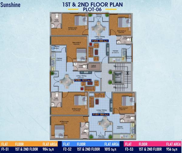  sunshine Block 6 Cluster Plan from 1st to 2nd Floor