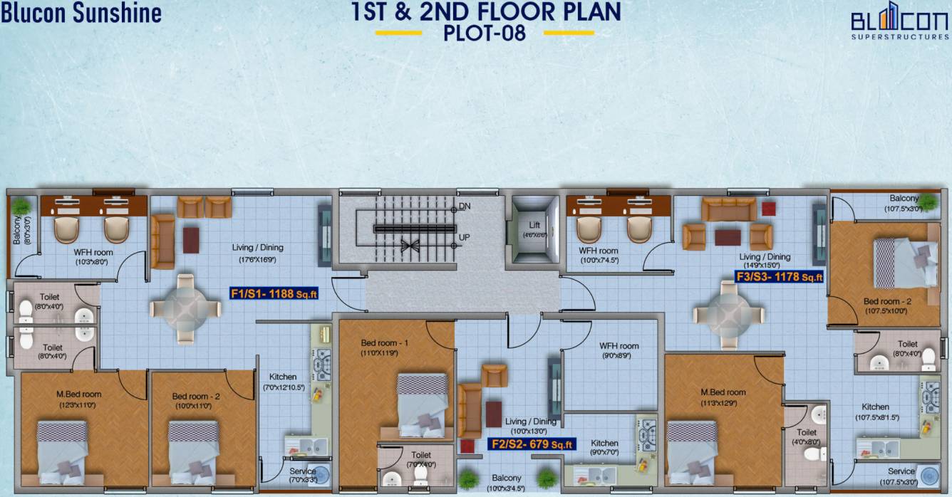  sunshine Block 8 Cluster Plan from 1st to 2nd Floor