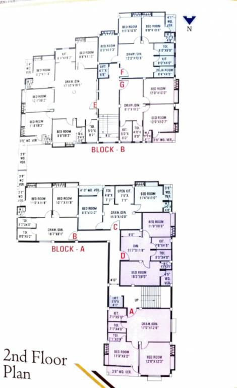  villa Block A & B Cluster Plan for 2nd Floor