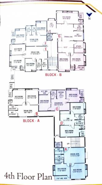  villa Block A & B Cluster Plan for 4th Floor