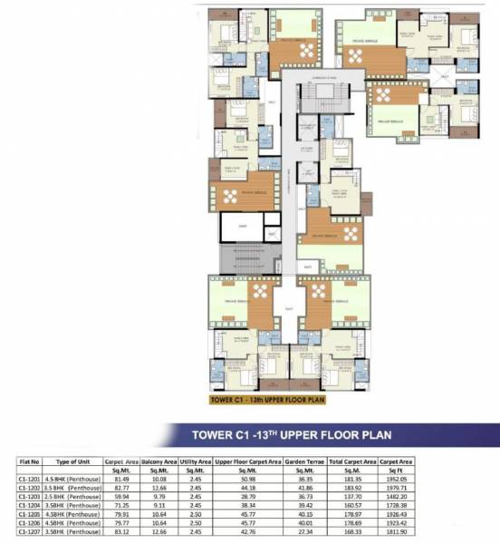  newtown-ph-3-c-bldg C1 Cluster Plan For 13th Upper Floor