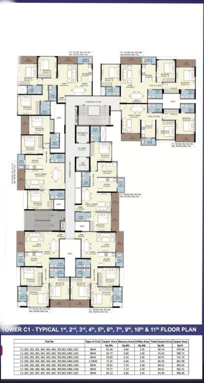 newtown ph 3 c bldg C1 Cluster Plan From 1st To 11th Floor Expect 8th Floor