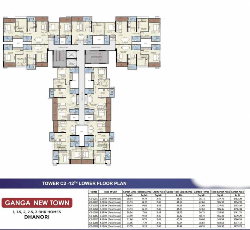 newtown ph 3 c bldg C2 Cluster Plan For 12th Lower Floor