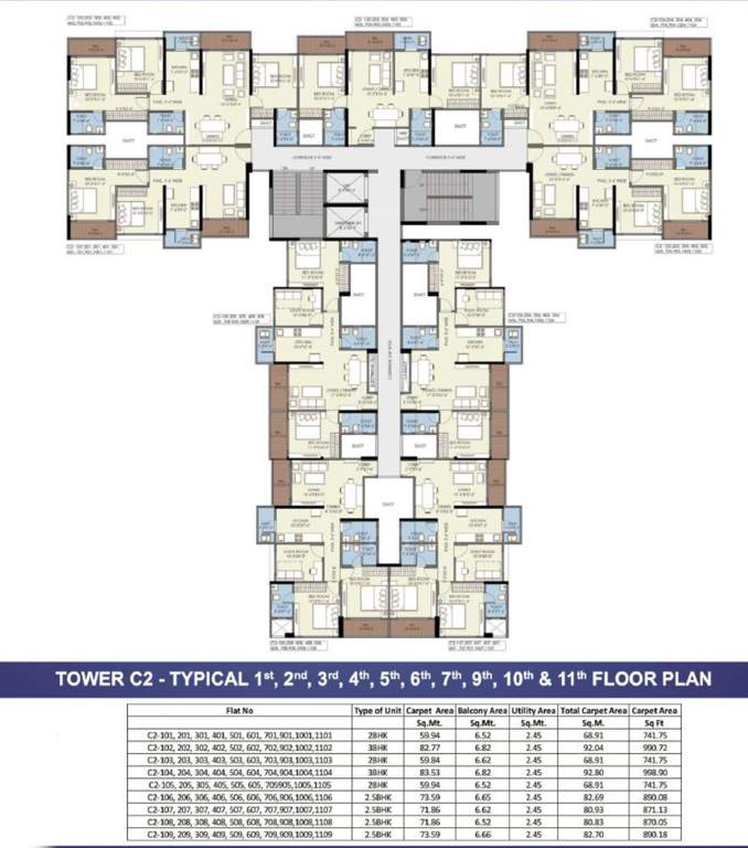 newtown ph 3 c bldg C2 Cluster Plan From 1st To 11th Floor Expect 8th Floor