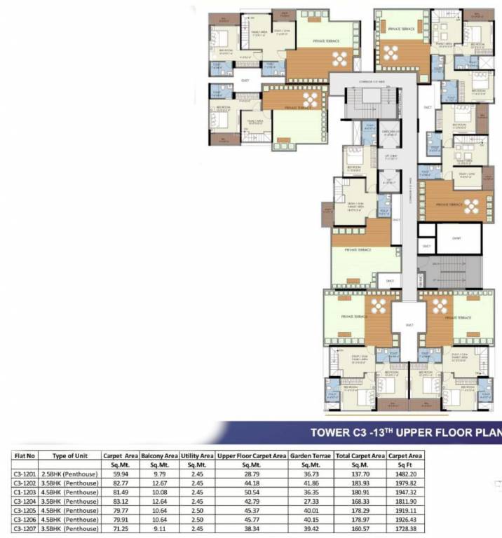 newtown ph 3 c bldg C3 Cluster Plan For 13th Upper Floor