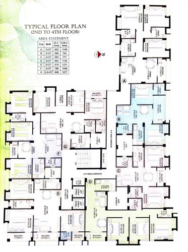  green-phase-ii Rohra Green Phase II Cluster Plan from 2nd to 4th Floor