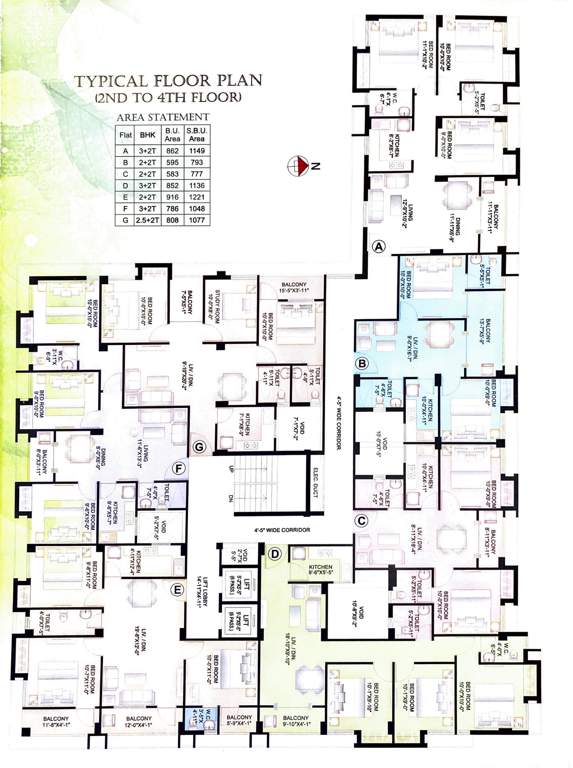  green phase ii Rohra Green Phase II Cluster Plan from 2nd to 4th Floor