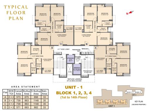  imperial Block 1, 2, 3 And 4 Cluster Plan from 1st to 14th Floor