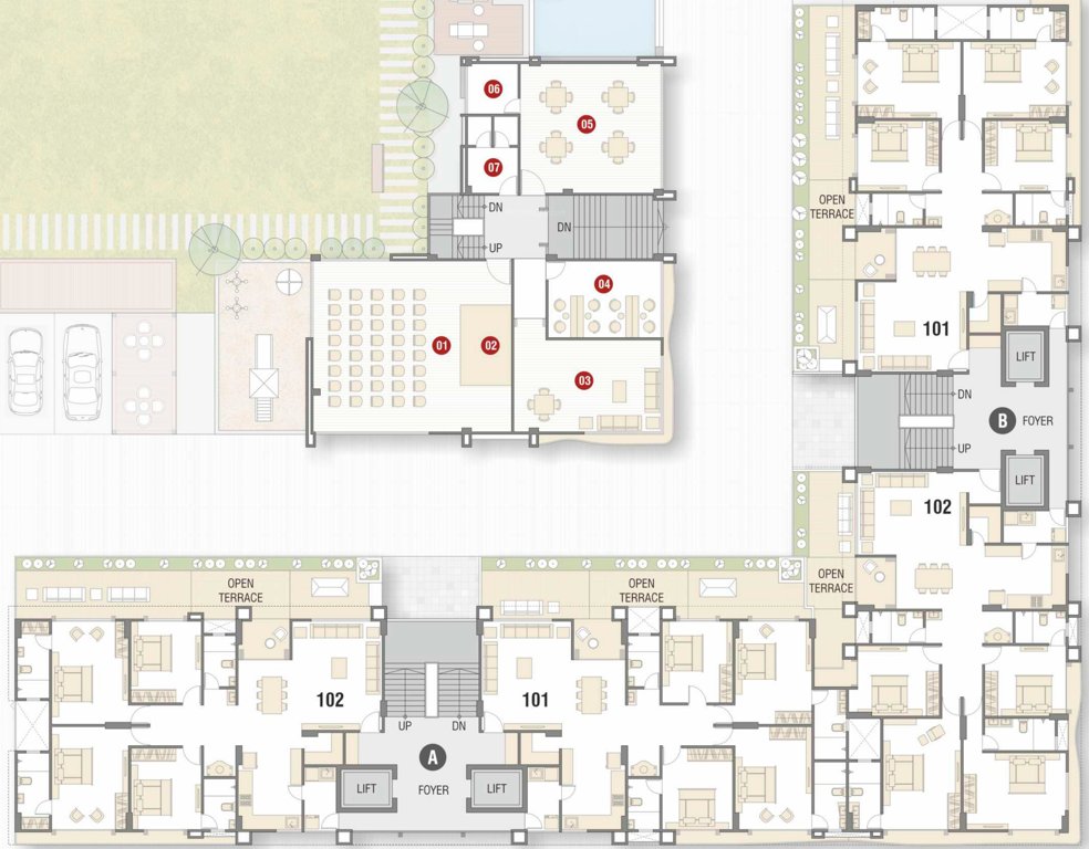  55 A And B Cluster Plan For 1st Floor