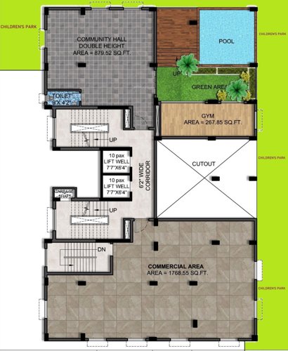  green Shree Sai Green Cluster Plan for 1st Floor